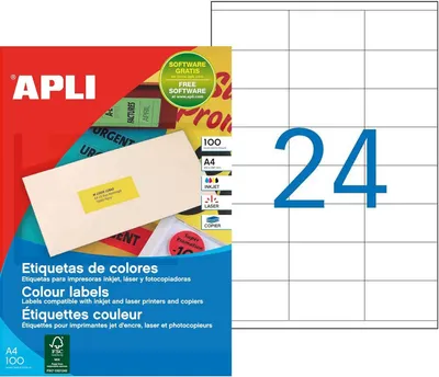Produktbild von APLI Adress Etiketten 70 x 35 mm neongrün 2.400 Etiketten