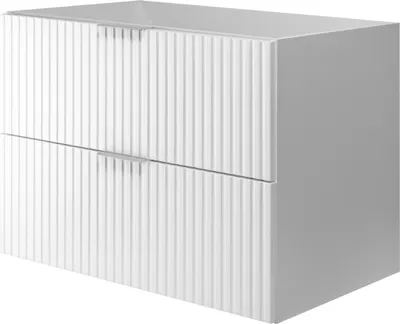 Imagen del producto de Mueble bajo lavabo, color blanco mate, 80 x 57 x 46 cm, blanco con tirador plateado