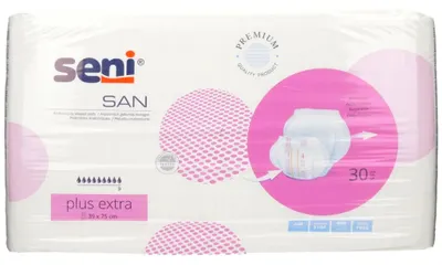Zdjęcie produktu dla Pieluchy anatomiczne Seni San Plus Extra, 30 sztuk