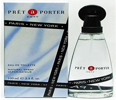 A perfume bottle and its box are displayed side-by-side.