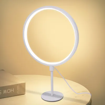 LED-Tischlampe, rund, dimmbar, 40 cm, weiß, warmes Licht