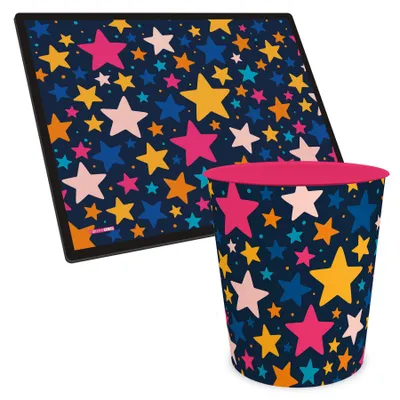 Produktbild von ITENGA Papierkorb Schreibtischunterlage Set - ca. 11 Liter - STERNE