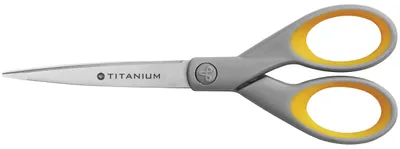 Immagine prodotto di WESTCOTT E-30470 00 Forbici Titanium Super, inossidabili, arrotondate, diritte, asimmetriche, grigio/giallo, 18 cm
