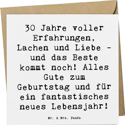 Produktbild von Mr. & Mrs. Panda Grußkarte Spruch 30. Geburtstag - Weiß - Geschenk, dreißig werden, doppelkarte, faltkarte, Klappkarte, Meilenstein, Happy Birthday, Alter, Freunde, Liebe