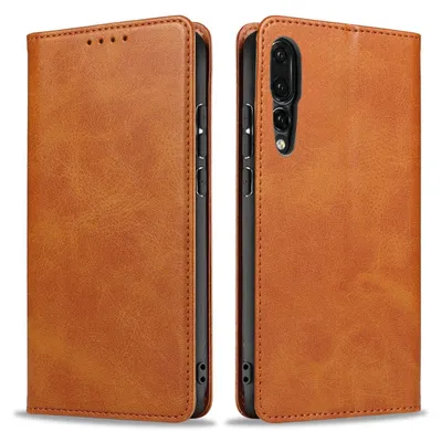 Produktbild von Handyhülle für Huawei P20 Pro Kunstleder Flip Cover Hülle Handytasche Case Kartenfach Farbe: Hellbraun