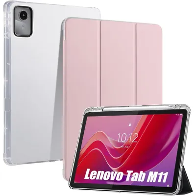 Image de Coque pour Lenovo Tab M11 2024, Protection Hybride Antichoc Renforcé avec Porte-Stylet - Rose