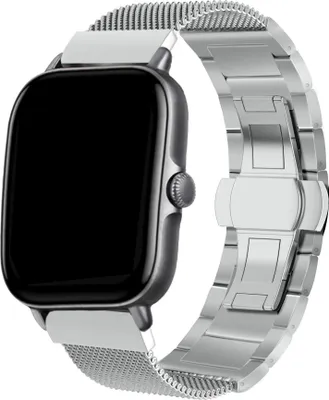 Produktbild von Strap-it Milanese-Stahlarmband - Kompatibel mit Amazfit GTS 2 Armband Ersatzarmband Edelstahl - Faltschließe - Hochwertiges Material - für Smartwatch 20mm Armband Silber