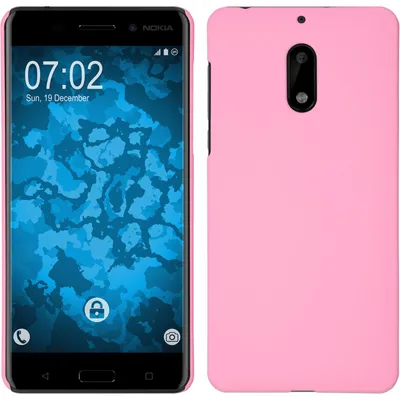 Produktbild von PhoneNatic Case kompatibel mit  Nokia 6 - Hülle rosa gummiert Hard-case + 2 Schutzfolien
