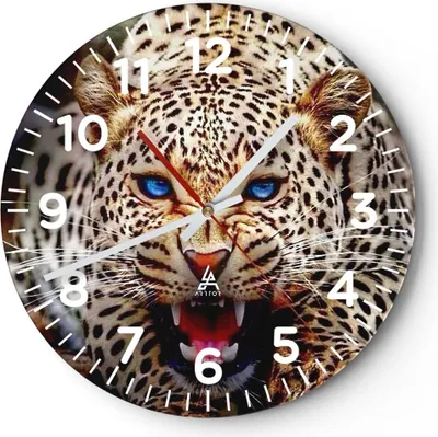 Produktbild von Wanduhr - Rund - Glasuhr - Panther Tier - 40x40cm - Schleichendes Uhrwerk - Lautlos - zum Aufhängen bereit - Dekoration Modern - Wanddekoration aus Glas - C4AR40x40-3506