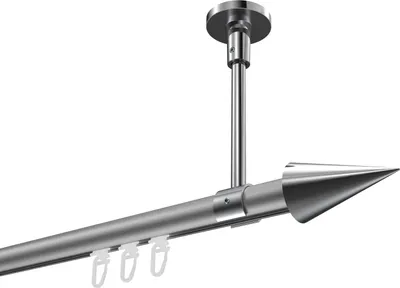 Produktbild von Interdeco Innenlaufstange / Gardinenstange mit Innenlauf Silbergrau / Chrom, Typ Sonette Savio (Kegel) Deckenmontage, 20 mm Ø 1-läufig, 420 cm