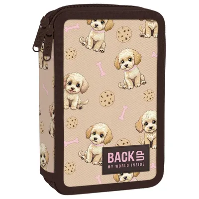 Produktbild von Hunde Motiv Federtasche gefüllt 2 Fach Federmäppchen Stifte Etui Federmappe