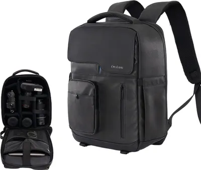 Produktbild von Cwatcun D97 Fotografie-Kameratasche, Kamerarucksack, wasserdicht, kompatibel mit Canon/Nikon/Sony/Digital-SLR-Kameragehaeuse/Objektiv/Stativ/15,6-Zoll-Laptop/Wasserflasche