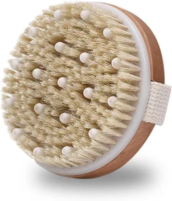 Productafbeelding van Droogborstel lymfedrainage, cellulitisborstel, douchevlot, lichaamsborstel met natuurlijke haren, massageborstel
