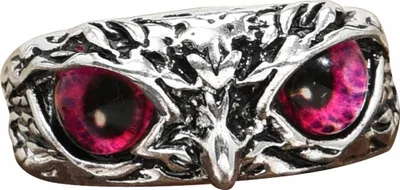Image de Bague hibou argenté yeux ajustables rose