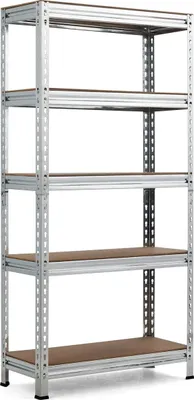 Immagine prodotto di Scaffale portaoggetti con 5 ripiani regolabili, scaffale per carichi pesanti, capacità di carico fino a 500 kg, 150 x 75 x 30 cm