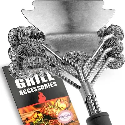 Produktbild von Grillbürste, Grill Reinigungsbürste Edelstahl Schaber – Sichere Grillbürste – 43 cm Edelstahl-Grillrostreiniger – Sicheres Grillzubehör für Porzellan, Weber, Gas und Holzkohlegrills