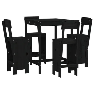 Produktbild von 5-tlg. Gartenbar-Set Schwarz Massivholz Kiefer