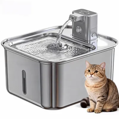 Produktbild von Zimilo Kabelloser Trinkbrunnen für Haustiere, 3L, 304 Edelstahl, Fließendes Wasser, Automatische Wasserversorgung, mit Filter, Akku 4000mAh