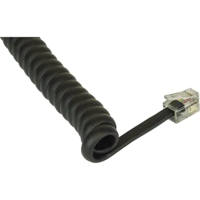 Produktbild von InLine Spiralkabel, RJ10 Stecker / Stecker, schwarz, 1:1 belegt, max. 4m, 4 m, RJ10, RJ10, Stecker, Stecker, Schwarz