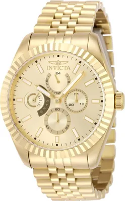 Zdjęcie produktu dla Invicta Specialty 49542 Zegarek męski - Mechanizm kwarcowy - Stal nierdzewna ze złotą tarczą - 43 mm