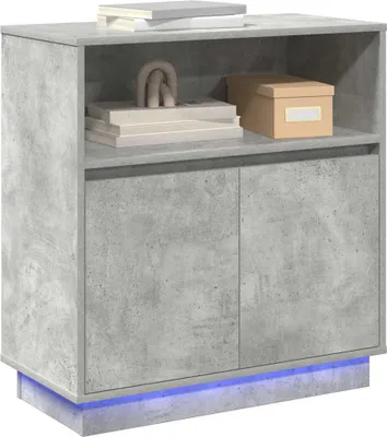 Zdjęcie produktu dla Komoda LED vidaXL, kolor szary betonowy, 71 x 34,5 x 75 cm, materiał drewnopochodny