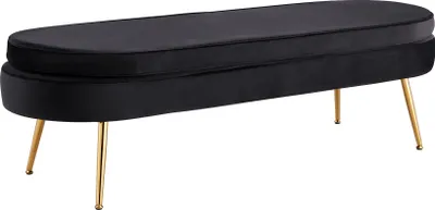 Produktbild von SalesFever Sitzpouf oval lang | mit hohem Sitzkissen | Bezug Samt | Beine Metall | B 142 x T 45 x H 41 cm | schwarz – goldfarben