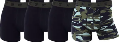 Produktbild von CR7 Herren Boxershorts, 4er Pack - Camouflage, Trunks, Baumwolle Stretch, Logobund Schwarz/Grün L