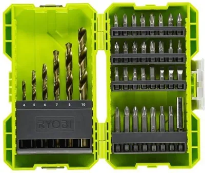 Zdjęcie produktu dla Zestaw wierteł i końcówek RYOBI RAK38SDD, 38-częściowy, mieszany, 6 wierteł HSS, końcówki, uchwyt do końcówek