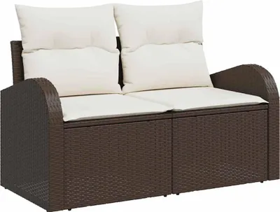 Obrázok produktu pre vidaXL Záhradná sedacia súprava s vankúšmi 8 ks hnedá, krémová 55 x 55 x 37 cm