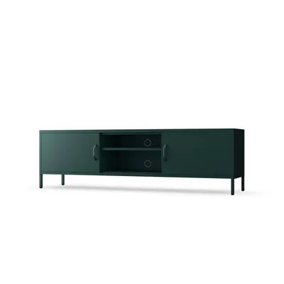 Immagine prodotto di Jan Nowak Mobile TV ROSARIA Mobile TV per soggiorno Tavolo TV in metallo con ante e vano a giorno 170 x 50 x 40 cm verde bottiglia