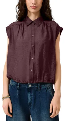 Produktbild von s.Oliver Damen Bluse – Loose Fit, ärmellos, Viskosemix, Hemdkragen