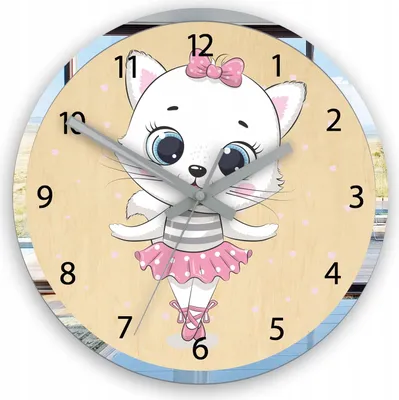 Produktbild von ModernClock, Wanduhr, Wanduhr für Kinder, stille Wanduhr, Ballerina Katze, 30 cm
