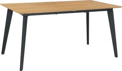 Produktbild von byLIVING Esstisch OKLAHOMA / Auszug / Tischplatte Eichen-Optik / Schweizer Kante / Gestell Metall schwarz / HPL-Beschichtung / 160-200 x 90, H 76 cm