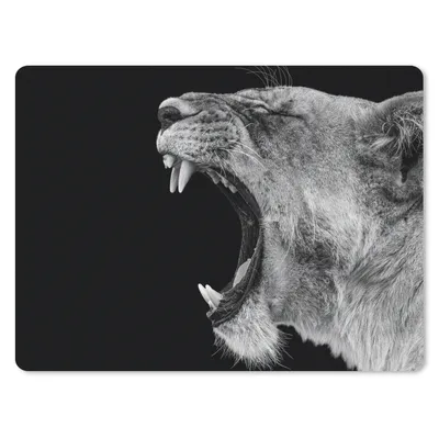 Produktbild von MuchoWow® Mauspad Mousepad Tiere - Löwe - Schwarz - Weiß - Porträt 40x30 cm - Mousepads - Maus Mat - Pad - Mausunterlage - Anti Rutsch