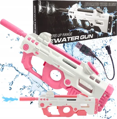 Produktbild von DYMEXSHOP | Wasser Pistolen - Automatische Wasserpistole - Weiß und Rosa - 8 Meter Reichweite - USB-Ladung - Spaß für Kinder