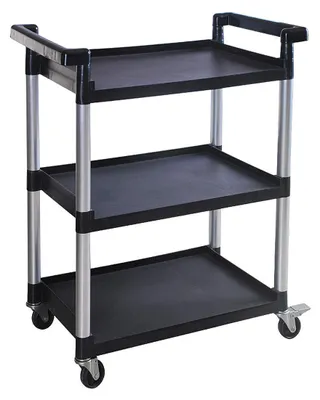 Imagen del producto de Carro plataforma de plástico con 3 estantes - Capacidad máxima de carga: 102 kg - Dimensiones: 40,6 x 81,3 x 92,7 cm - Color:
