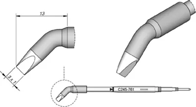 Produktbild von JBC Lötspitze Serie C245 Meißelform, C245761/3,0 x 1,0 mm, gebogen C245761