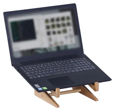Image de Support en bambou pour ordinateur portable, 10 à 15 pouces, réglable