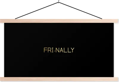 Produktbild von MuchoWow® Textilposter Zitate - Freitag - Schwarz - Gold 120x60 cm mit holzfarbenen Rahmen - Klemmleiste