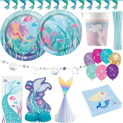 Produktbild von XXL Partyset Meerjungfrau Geburtstagsdeko Kindergeburtstag Deko Geburtstag Party