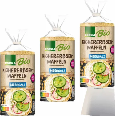 Produktbild von Edeka Kichererbsen-Waffel mit Reis High Protein 3er Pack (3x100g Packung) + usy Block