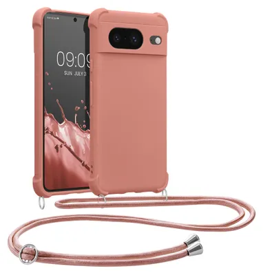 Produktbild von kwmobile Necklace Case kompatibel mit Google Pixel 8 Hülle - Cover mit Kordel zum Umhängen - Silikon Schutzhülle Perlmutt