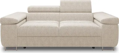Image de Best Mobilier Pablo - canapé droit 2 places avec têtières ajustables - en velours côtelé , Beige