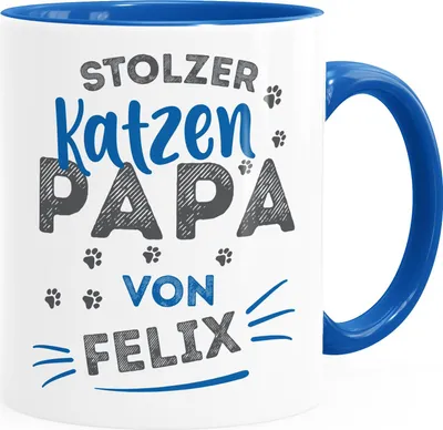 Produktbild von Kaffeetasse Geschenk Katzenbesitzer Spruch personalisierbar stolze/r Katzenmama/Katzenpapa von und Katzen-Name SpecialMe® Papa inner-royal Keramik-Tasse