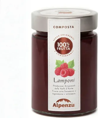 Produktbild von Composta di Lamponi 100 % da Frutta, Himbeeren-Fruchtaufstrich aus 100% Frucht, 350g, Alpenzu