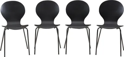 Immagine prodotto di Sedia da pranzo 'Etne' set di 4 in legno metallo 85 x 48 x 50 cm nero