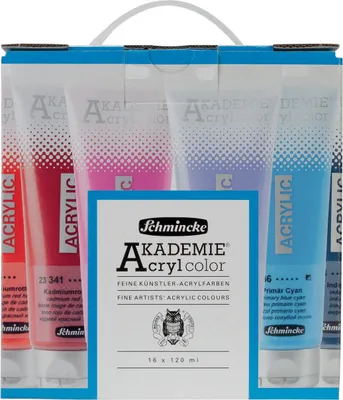 Produktbild von Schmincke Akdemie Acrylfarben-Set 16x120 ml, feine Künstlerfarben