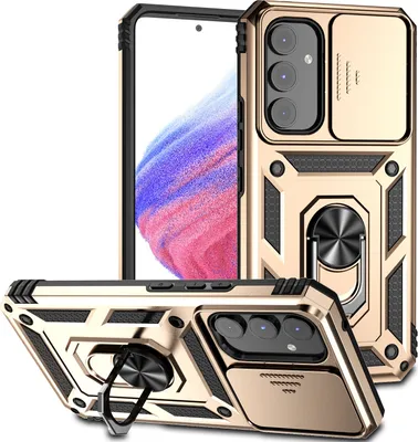 Produktbild von Galaxy A54 Hülle mit Schiebe Kamera Schutz und Ringhalter Ständer Schutzhülle für Samsung Galaxy A54 Gold