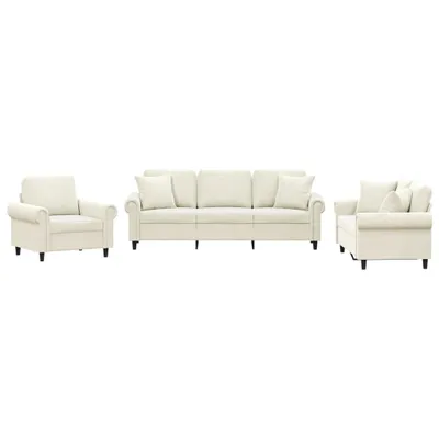 Immagine prodotto di vidaXL Set divano 3 pezzi con cuscini in velluto crema