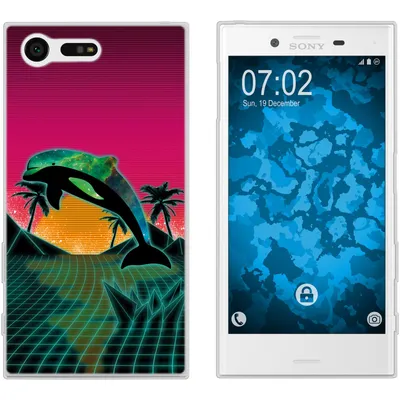 Produktbild von PhoneNatic Case kompatibel mit Sony Xperia X Compact Silikon-Hülle Retro Wave Delphin M1